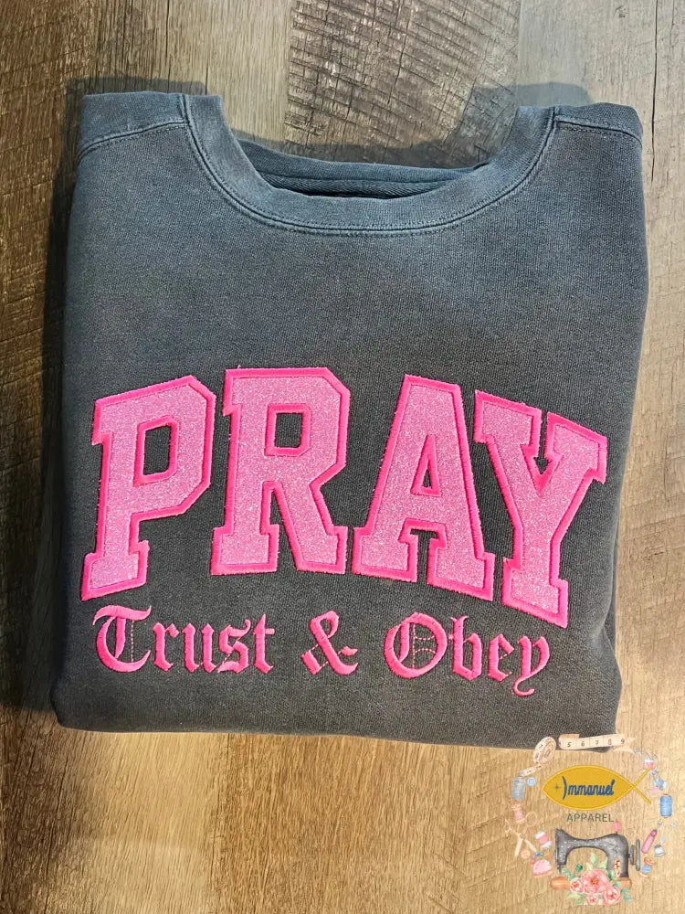 ’Pray’ Glitter Embroidered Sweatshirt