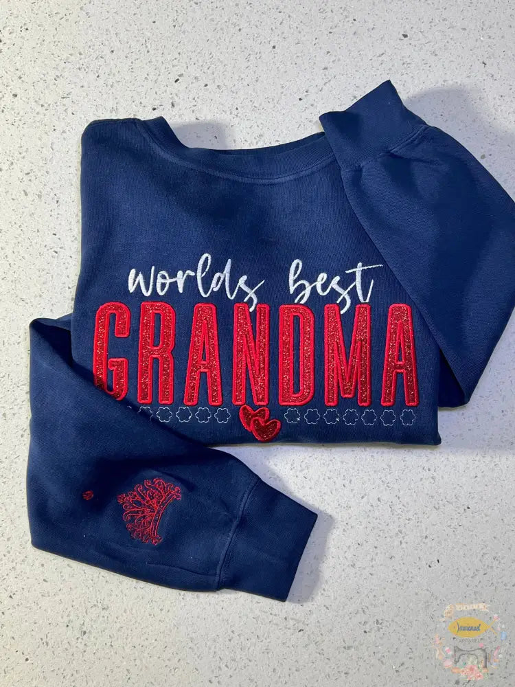 Custom ’World’s Best Grandma’ Embroidered Shirt Sweatshirt